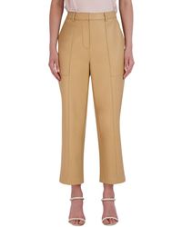 BCBGMAXAZRIA - Cropped Straight Leg Pant Faux Leather Belt Loop Edge Stitch Functional Pockets Trouser - Lyst
