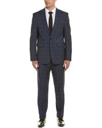 Vince Camuto Mens Slim Fit 100% Wool Windowpane Suit