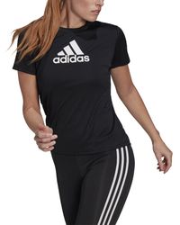 adidas - Womens Primeblue Tee Black/white Small - Lyst