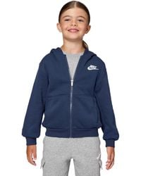 Nike - Club Fleece Front Zip Hoodie Midnight Navy/white - Lyst