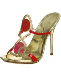 Casadei - 8464 Ankle Strap High Heel Sandal,gold/red,9.5 M - Lyst