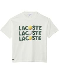 Lacoste - Short Sleeve Crew Neck Tee Shirt W/large Wording Graphic + Tennis Ball - Lyst