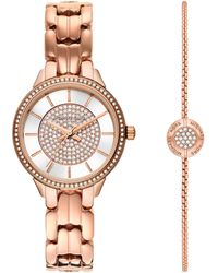 Michael Kors - Allie Three-hand Rose Gold-tone Stainless Steel Watch And Bracelet Set - Lyst