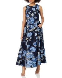 Shoshanna - Serra Embossed Floral Jacquard Halter Ankle Length Dress - Lyst