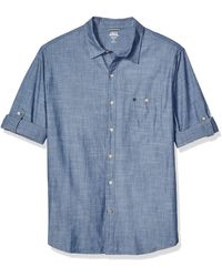 IZOD Mens Big and Tall Saltwater Dockside Chambray Short Sleeve Button Down Solid Shirt
