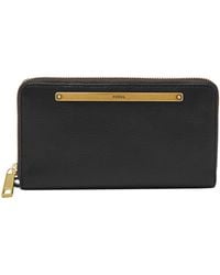 Fossil - Liza Leather Zip Around Clutch Wallet With Retractable Wristlet Strap - Lyst