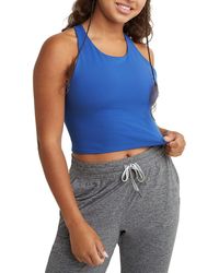 Champion - , , Moisture Wicking, Anti Odor, Ribbed Crop Top For , Deep Dazzling Blue, Xx-large - Lyst