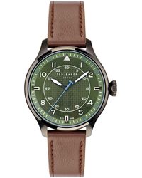 Ted Baker - Ted Baler Fulmaar Brown Eco Genuine Leather Strap Watch - Lyst