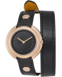 Furla - Icon Shape Black Genuine Leather Strap Watch - Lyst