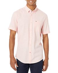 Tommy Hilfiger - Mens Linen Short Sleeve In Custom Fit Button Down Shirt - Lyst