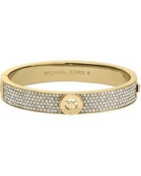Michael Kors - Gold Tone Pave Fulton Hinge Bangle Bracelet - Lyst
