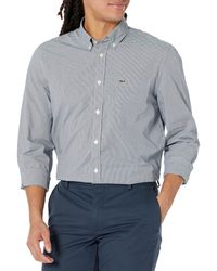 Lacoste - Long Sleeve Regular Fit Gingham Button Down Poplin Shirt - Lyst