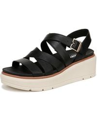 Dr. Scholls - Nice Day Max Sun Wedge Sandal Black Smooth 7 M - Lyst