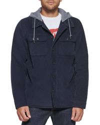 Levi's - Cotton Shirt Jacket With Soft Faux Fur Lining And Jersey Hood - Lyst