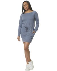 Andrew Marc - Midweight French Terry Wide Boat Neck Sweatshirt Dress - Lyst