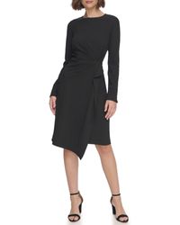Tommy Hilfiger - Lange Ärmel Drape Kreppknoten Taille Kleid - Lyst