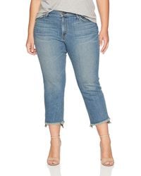 James Jeans Womens Plus Size Hi-Lo Straight Leg Stepped Hem Jean in Victory