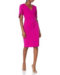 Adrianna Papell - Knit Crepe Pearl Trim Dress - Lyst