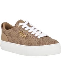 Guess - Genza Platform Lace Up Round Toe Sneakers - Lyst