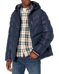 Tommy Hilfiger - Mens Midweight Chevron Quilted Performance Hooded Puffer Jacket Coat - Lyst