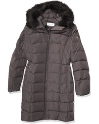 calvin klein faux fur collar coat