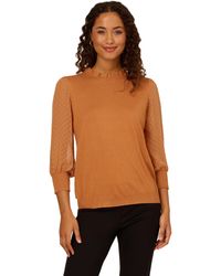 Adrianna Papell - Clip Dot Sleeve Twofer Sweater - Lyst