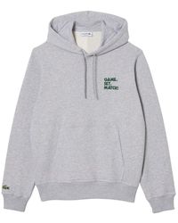 Lacoste - Relaxed Fit Sweater W/hood And Graphics On Back - Lyst