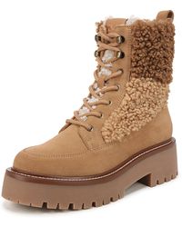 Sam Edelman - Elliot Combat Boot Golden Caramel Multi Shearling 8.5 Medium - Lyst