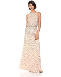 Adrianna Papell - Beaded Halter Gown - Lyst