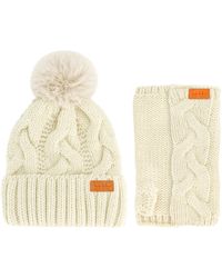 Nicole Miller - Nicole Miller Winter Hat Cable Knit Beanie And Arm Warmer Sleeves For Fashion Long Fingerless Gloves - Lyst