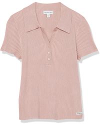 Calvin Klein - Regular Ribbed Cap Sleeve Polo Shirt - Lyst
