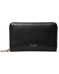 Kate Spade - Halo Fine Grain Leather Medium Zip Around Wallet - Lyst