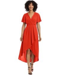 Maggy London - S Dresses Faux Wrap High-low With Pleat Details Event Occasion Date Guest Of Wedding - Lyst