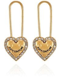 Juicy Couture - Goldtone Heart Lock Hoops With Outlined Crystal Glass Stone Heart Charm Earrings - Lyst