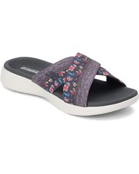 Skechers Leather Go Hyper Slide in Black - Lyst