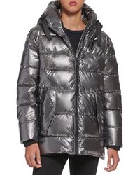 DKNY - Snap-side Glossy Puffer Outerwear Jacket - Lyst