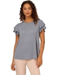 Adrianna Papell - Pleated Knit Double Sleeve Top - Lyst