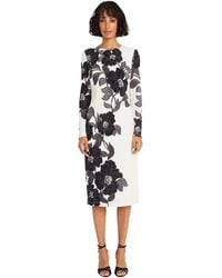 Maggy London - S Long Sleeve Floral Printed Sheath Business Casual Dress - Lyst