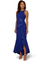 Adrianna Papell - Cascading-ruffle Crepe Gown - Lyst