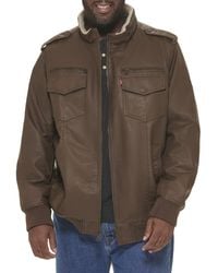 Levi's - Faux Leather Sherpa Aviator Bomber Jacket - Lyst