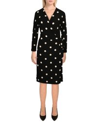 Anne Klein - Long Sleeve Polka Dot Jersey Wrap Dress - Lyst