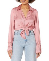 PAIGE - Womens Abriana Shirt Long Sleeve Button Down Pleated Sleeve Cuff In Lipstick Pink Blouse - Lyst