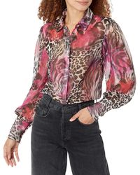 Guess - Camicia Donna Blusa LS Raven Chiffon Top Animalier Multicolore ES23GU43 W3RH78WDWT2 L - Lyst