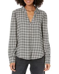 PAIGE - Womens Josslyn Cozy Plaid Button Up Slightly Oversized In Grey Multi Shirt - Lyst