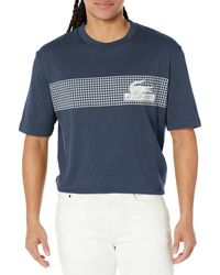 Lacoste - Contemporary Collection's Short Sleeve Loose Fit Tennis Net Graphic Tee Shirt - Lyst