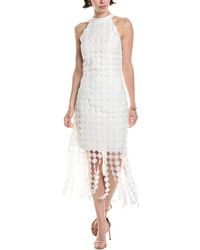 Anne Klein - Fringe Mesh Lace Midi Dress - Lyst