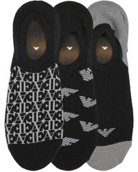 Emporio Armani - , 3-pack Footie Socks, Black/stone/black, One Size - Lyst