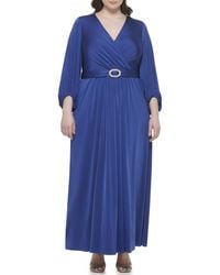 Eliza J - Gown Style Social Knit Long Sleeve Vneck Dress - Lyst