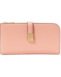Kate Spade - Deco Pebbled Leather Zip Slim Wallet - Lyst