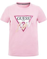Guess - S Icon T-shirt Regular Fit Short Sleeve Think Pink Xl - Lyst